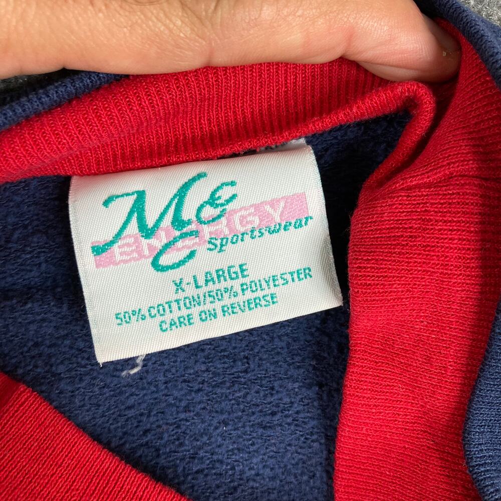 ME Energy Sweatshirt Womens XL Navy Red Dogs Graphic Pullover Retro‎ 90s Style - Picture 5 of 7